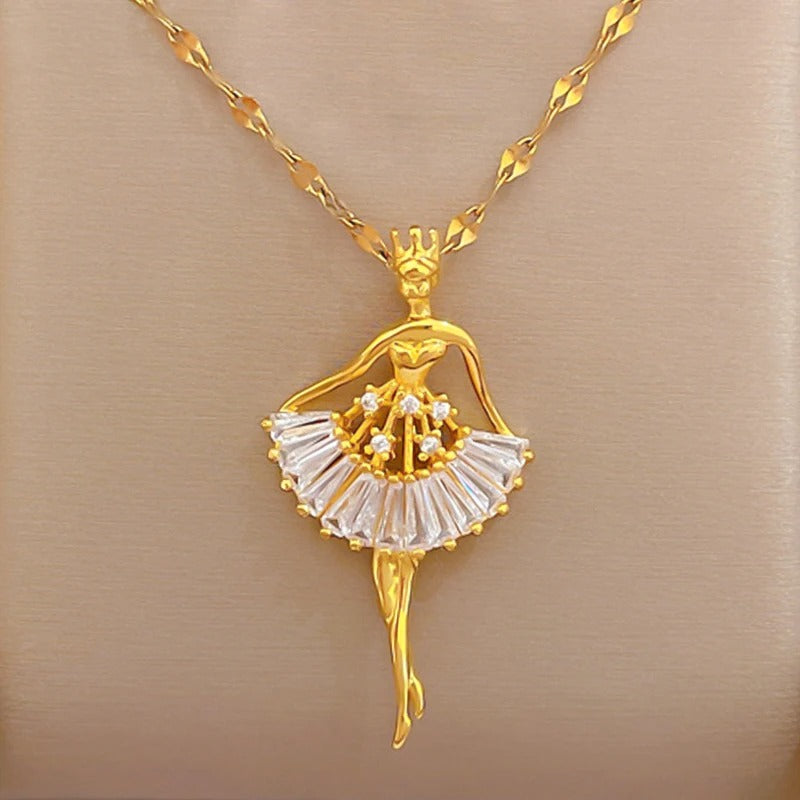 Trendy Pendant Chain Golden Plated Necklaces for Girls 2024
